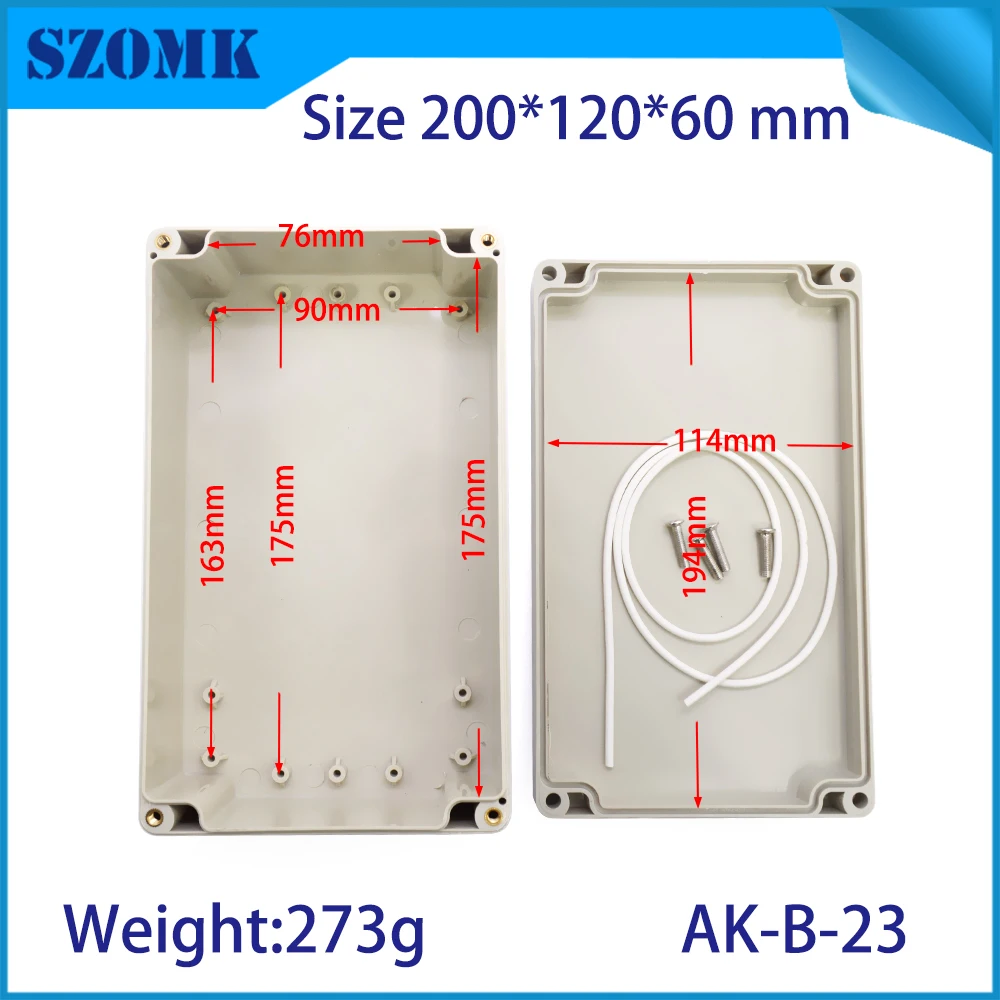 1 Piece 200*120*60mm szomk waterproof enclosure circut board enclosure project case plastic housing electronics device box