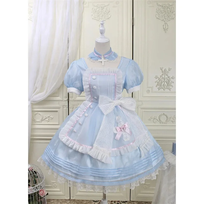 Vestido de princesa Lolita encantador, vestido victoriano de cintura alta, Falbala suave, Kawaii, Lolita Op Loli, Cosplay