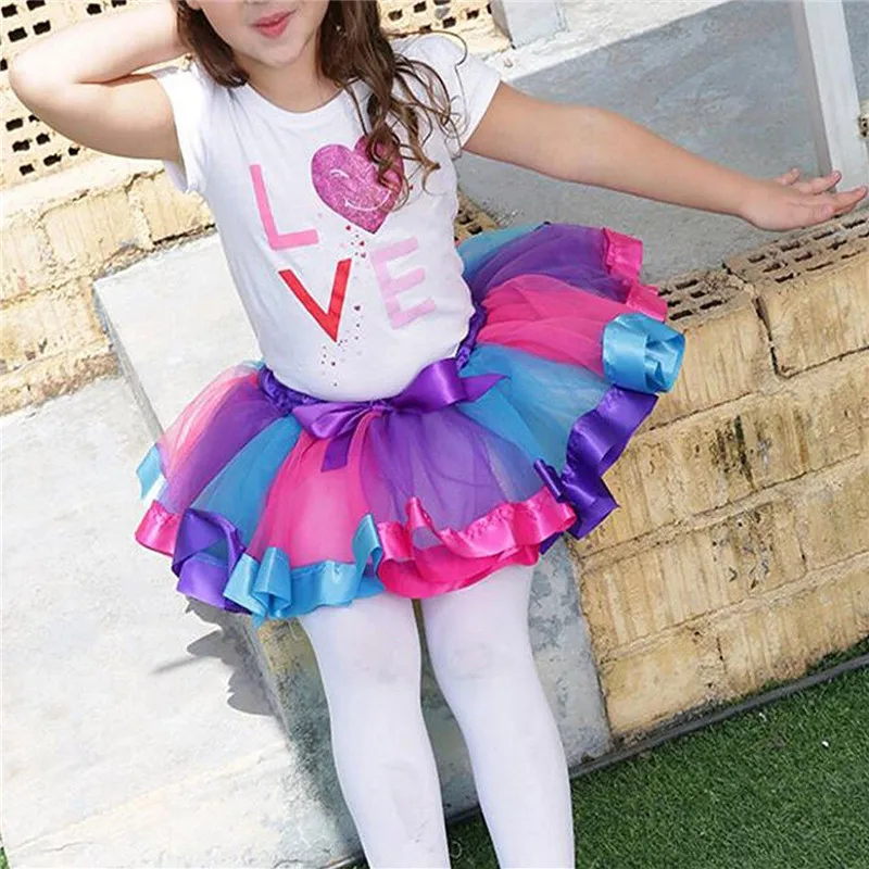 Mother Daughter Girl Women Rainbow Skirt Adult Kids Tutu Dancing Ballet Skirt Multicolour Petticoat Tulle Skirts 2020 New