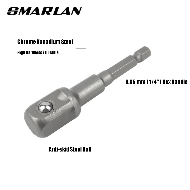 SenNan 3pc Chrome Vanadium Steel Socket Adapter Set Hex Shank 1/4\