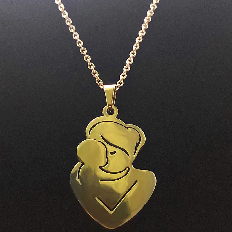 Mom Dad Baby Pendant Charm 2 Colors Stainless Steel Chain Jewelry For Women Maternal Mother Family Necklace Love Mother Day Gift