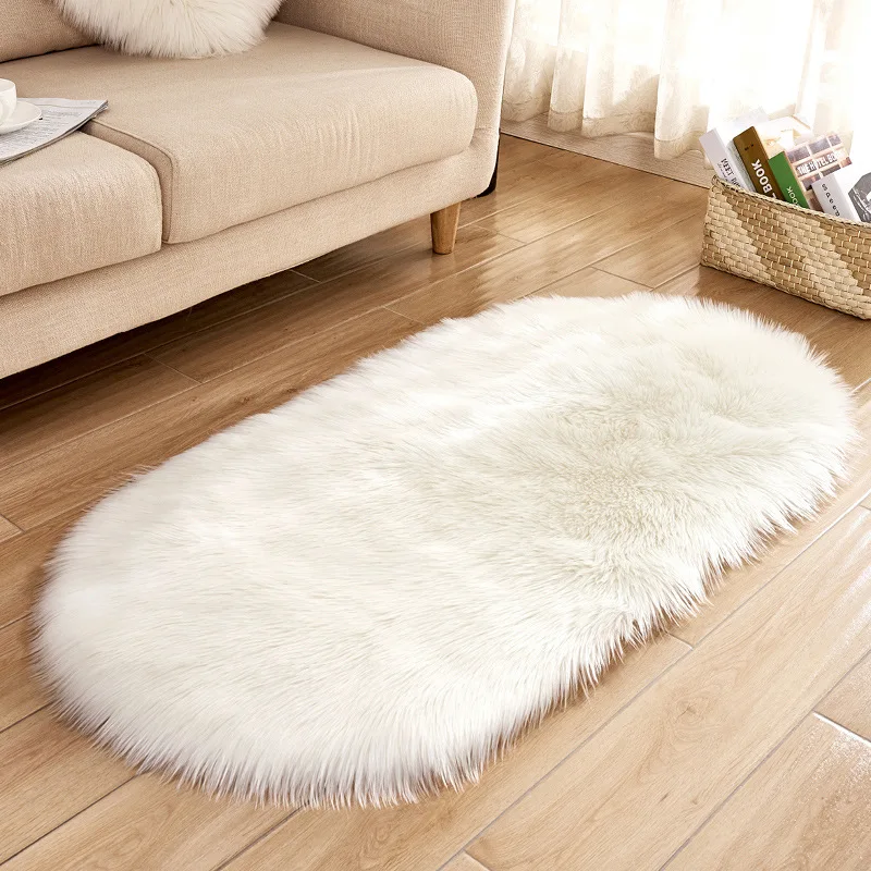 Soft Artificial Sheepskin Oval Fluffy Rugs Living Room Bedroom Mat Artificial Wool Warm Hairy Carpet Seat Textil Fur Area Rugs