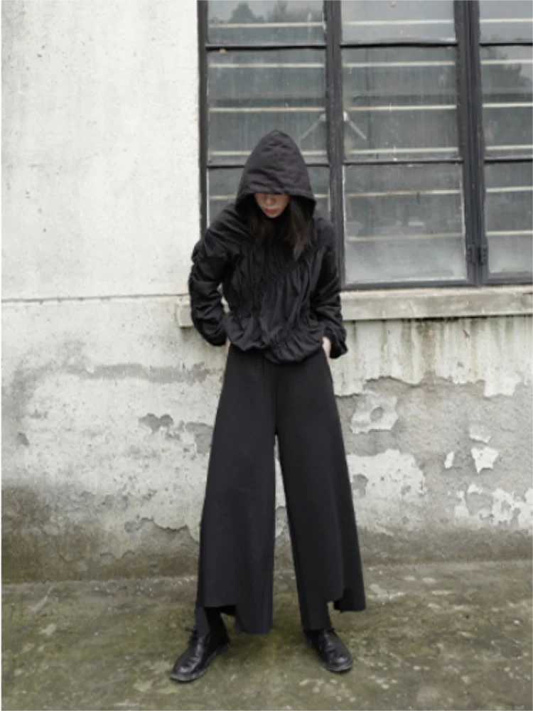 

Ladies Pant Skirt Casual Pants Wide Leg Pants Spring And Autumn New Dark Super Loose Irregular Broken Design Fashion Pants