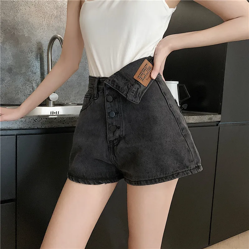 

2020 Summer Women hot sale Denim Shorts Casual High Waist Mini Button Short Pant Black Skinny Female Ripped Shorts Mujer Clothes