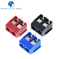 TZT 10PCS/LOT KF301-2P KF301-5.0-2P KF301 Screw 2Pin 5.0mm Straight Pin PCB Screw Terminal Block Connector Black Red and Blue