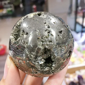 4.5-5CM natural pyrite geode ball gold iron mineral specimens crystals and stones geode gifts