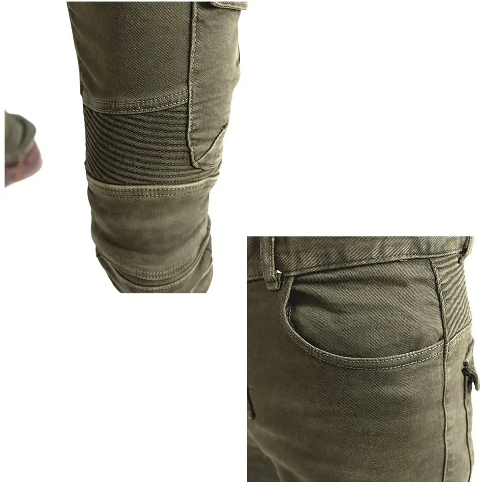 Normal size Moto Jeans Quality fabric Motorcycle Pants Moto Jeans Motorbike Trousers Army Green Motocross Jean L XL XXL XXXL