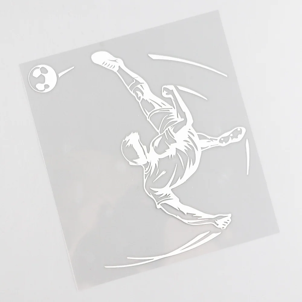 YJZT 12.1CMX13.6CM Soccer Player Ball Man Sports Decal Vinyl Car Sticker Black/Silver 8A-0338