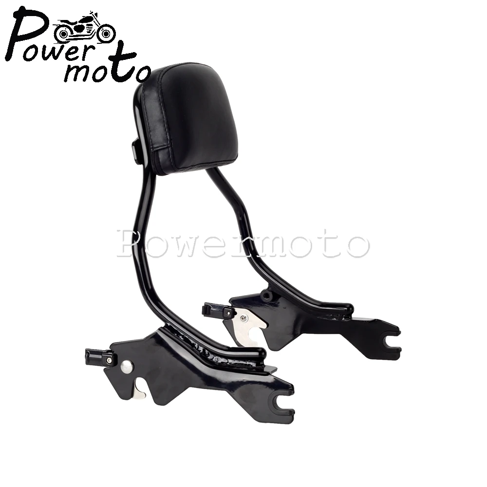 For Harley Fat Bob FXFB 114 FXFBS 2018-2021 Black/Chrome Motorcycle Standard Height Sissybar Detachable Sissy Bar Backrest Pad