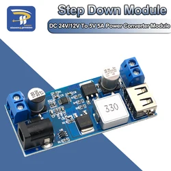 DC-DC convertitore Buck di alimentazione Step-Down da 24V/12V a 5V 5A sostituire il modulo di ricarica Step-down USB regolabile LM2596S per il telefono