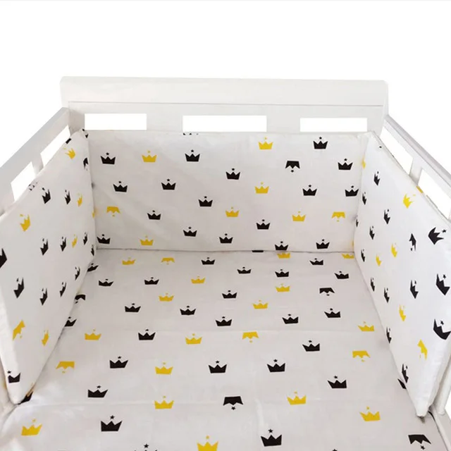 Nordic Sterren Babybed Dikker Bumpers Rits Ontwerp Een stuk Wieg Rond Kussen Cot Protector Kussens 200*30 CM