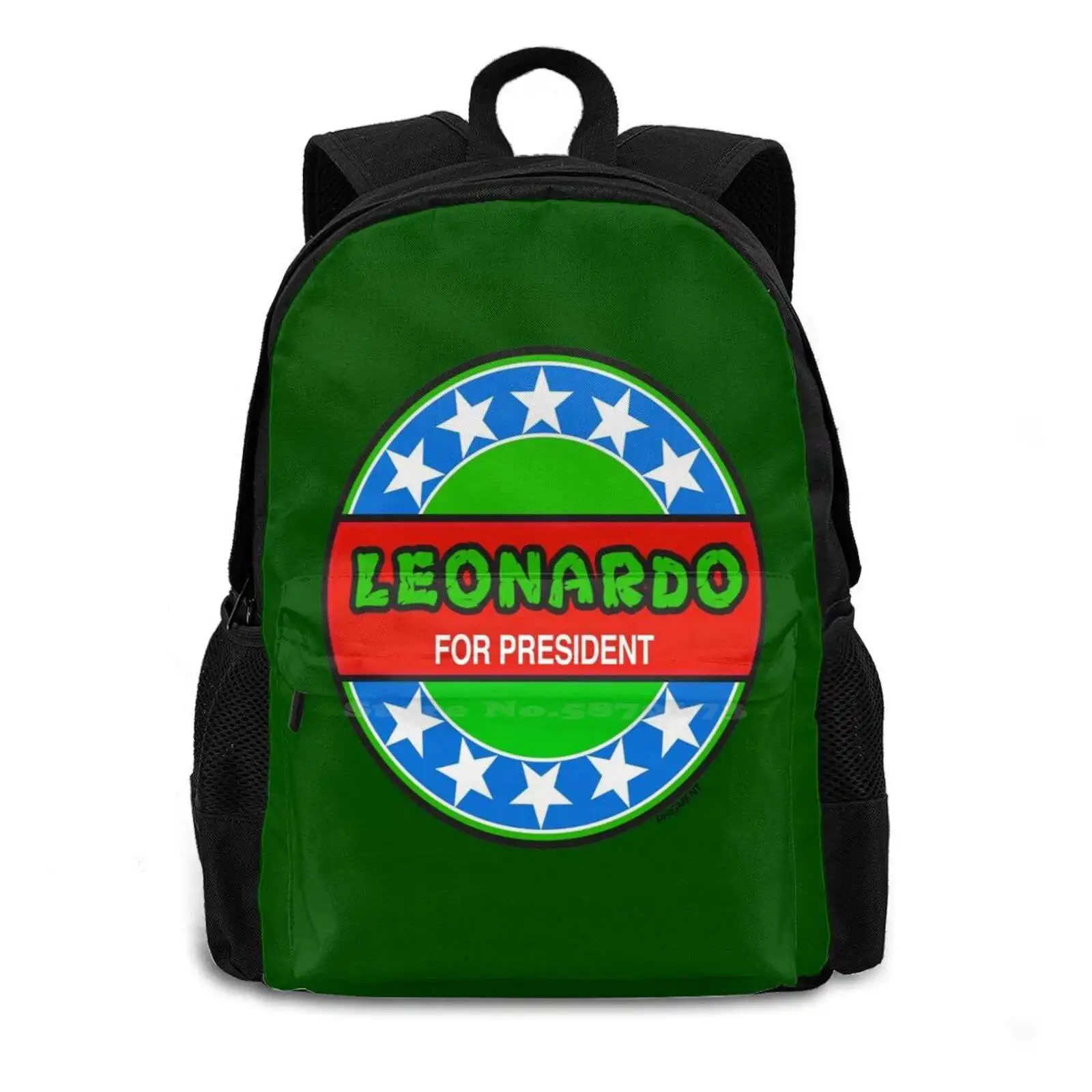 Leonardo For President Fashion Pattern Design Travel Laptop School Backpack Bag Phigment Pop Art Vintage Retro Novelty Cool