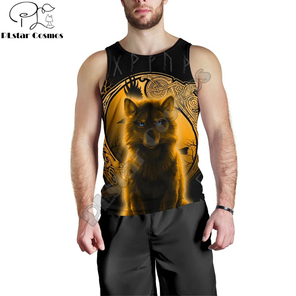 Fenrir Wolf And Moon Yellow 3D Printed men vest Harajuku Fashion Sleeveless T-shirt summer street Unisex tank tops BX-003