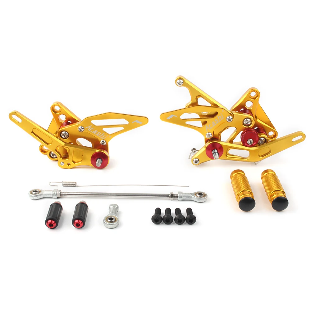 

CNC Aluminum Motorcycle Rear Sets Rearset Foot Pegs Rest Footpegs for Suzuki Hayabusa GSX1300R GSXR 1300 1999-2018 Gold