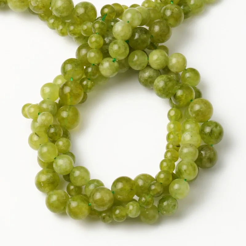 Natural Stone Peridot Round Beads 6/8/10mm Olivine Loose Spacer Beads for Jewelry Making Handmade Diy Bracelet Necklace 15 Inch