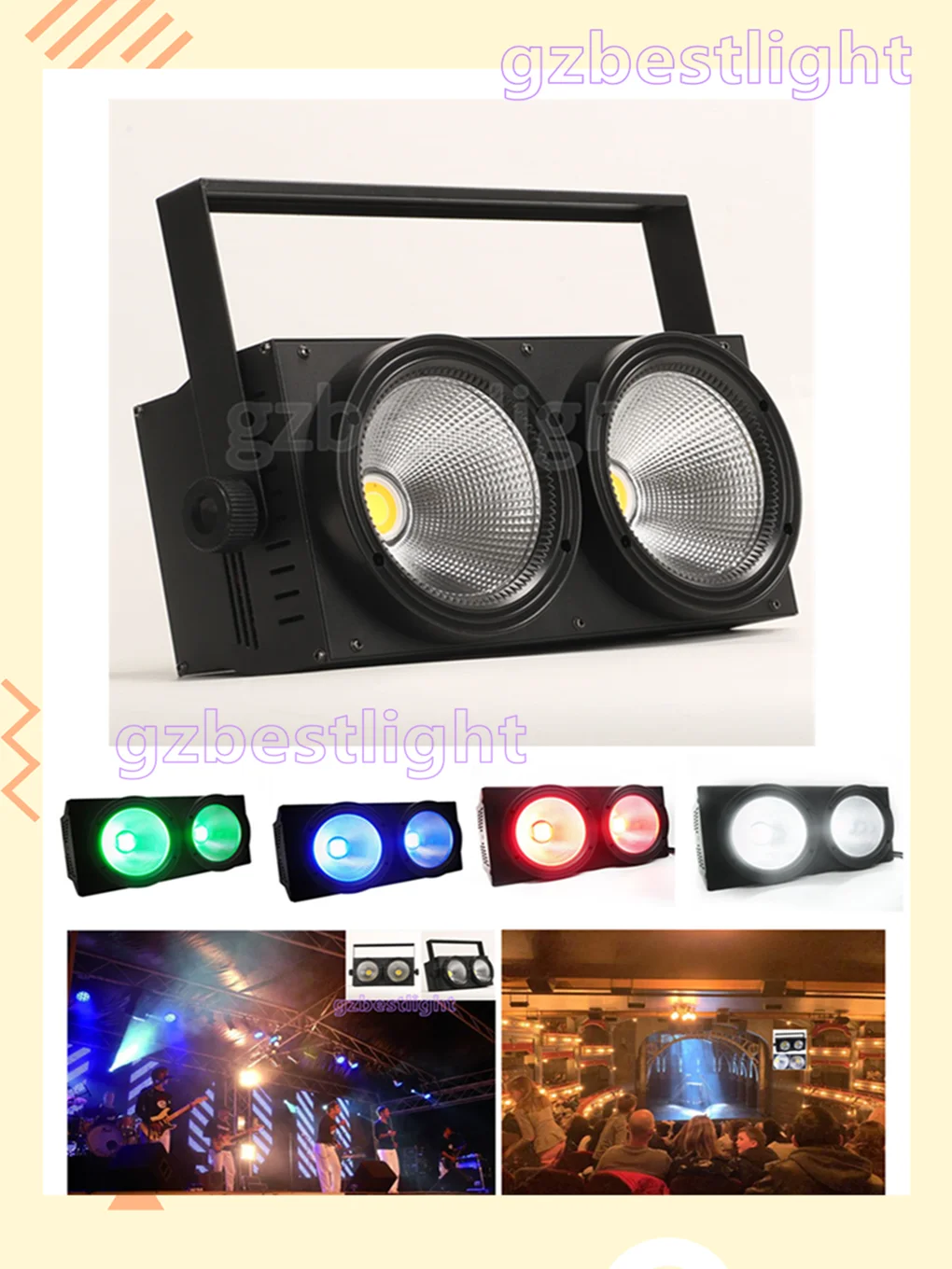 Imagem -04 - Eyes Blinder Led Cob Stage Par Light Efeito Misto Som Ativado Controlador Dmx Pixel Alto Brilho dj Casamento 2x100w em 1