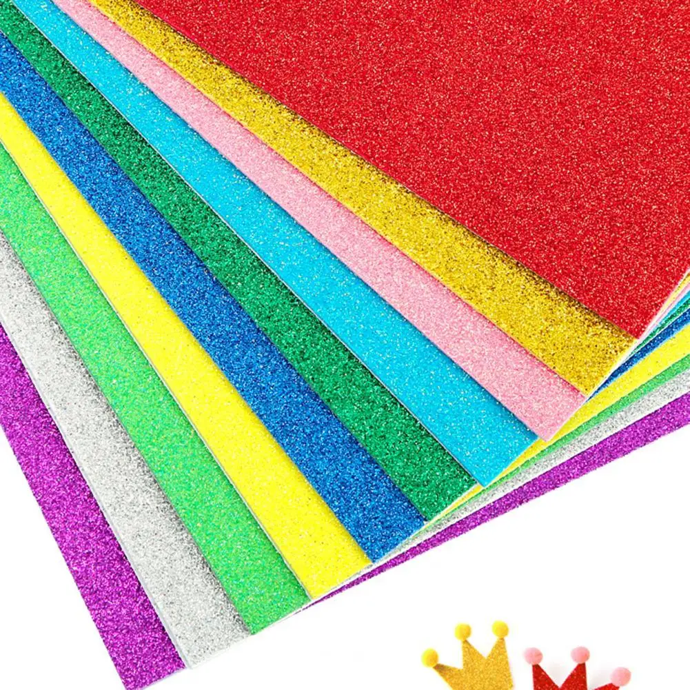 EVA 10Pcs Stylish Glitter Bright Sponge Paper Thick Foam Paper Funny   for Birthday