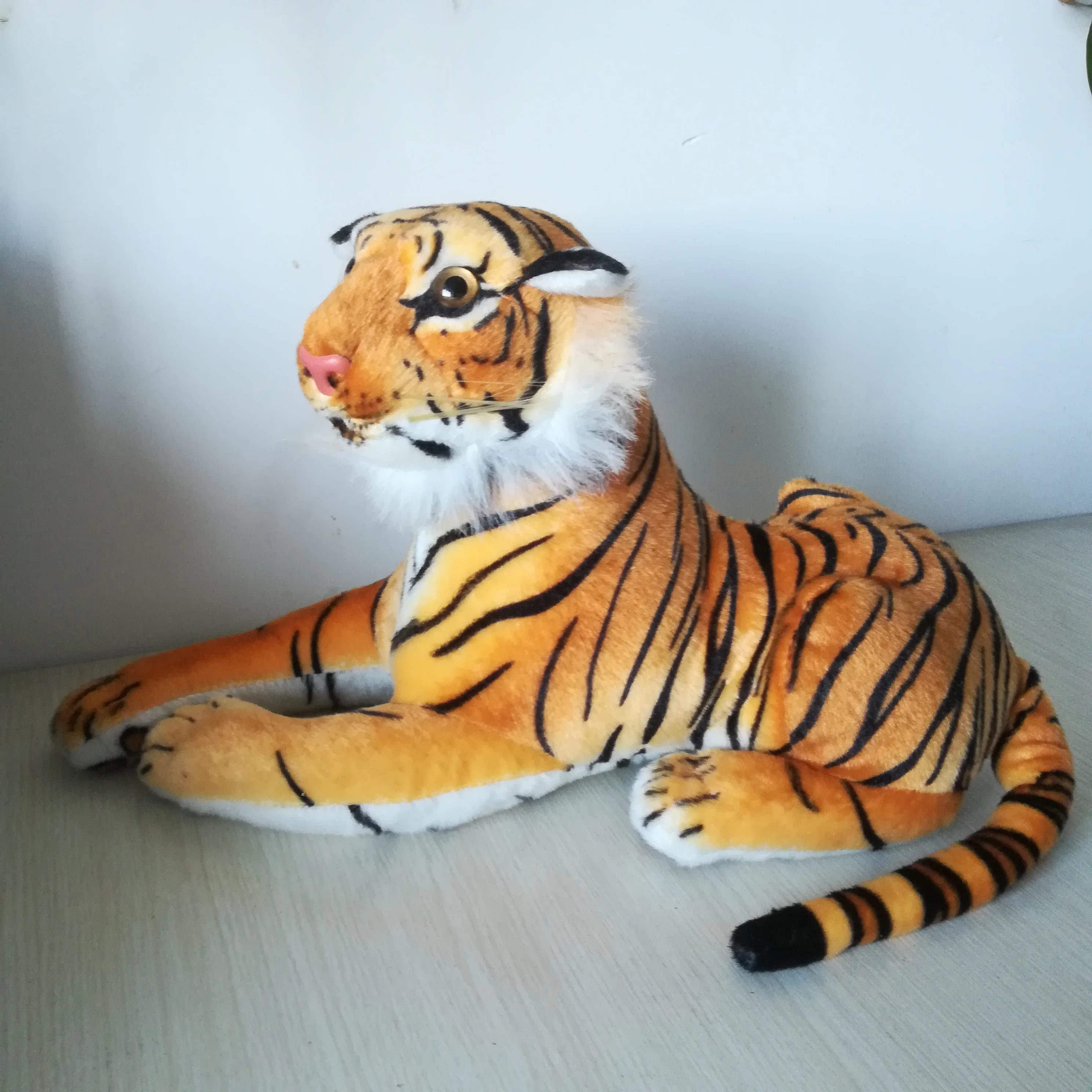 real life toy about 45x25cm prone yellow tiger plush toy soft toy,Xmas gift h0285