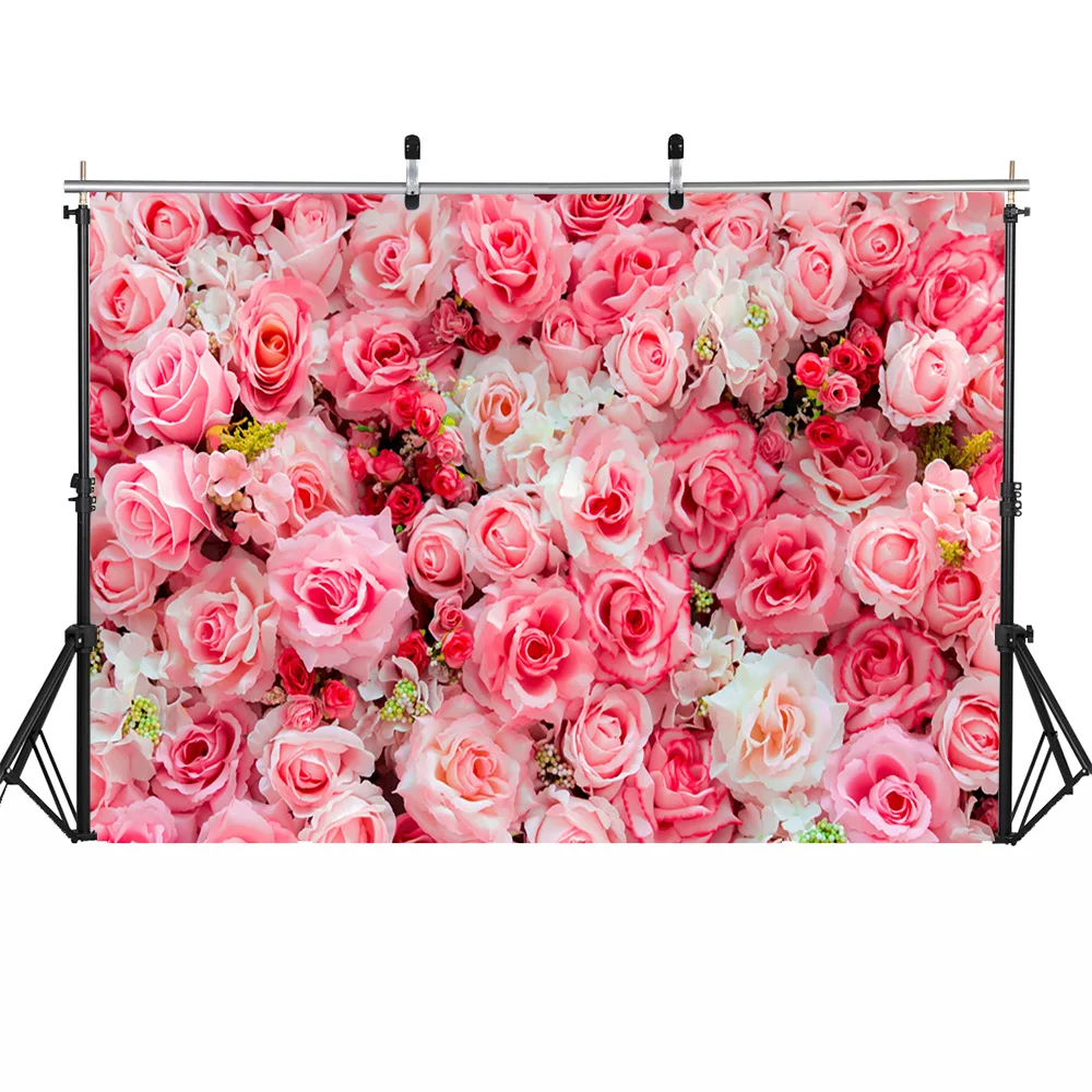 Flowers Wall Backdrop Photo Studio Rose Romantic Wedding Scenes Background Decor Rose Floral Portrait Photography Backdrops Prop
