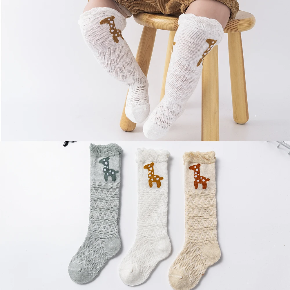 3Pairs/lot 0-2Y Baby Socks Summer Cotton Animal Deer Kids Stockings Girls Mesh Cute Socks