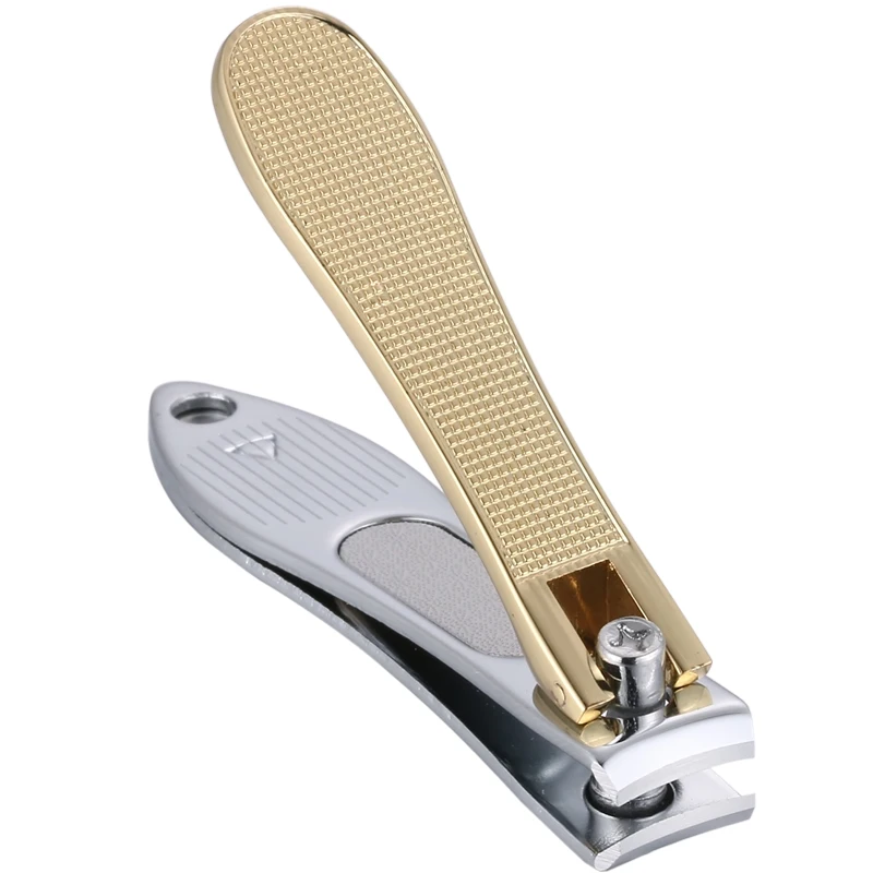 1 PC Stainless Steel Nail Clipper With Nail File Quality Manicure Nail Cutter Trimmer Gold Edge Letters Carve
