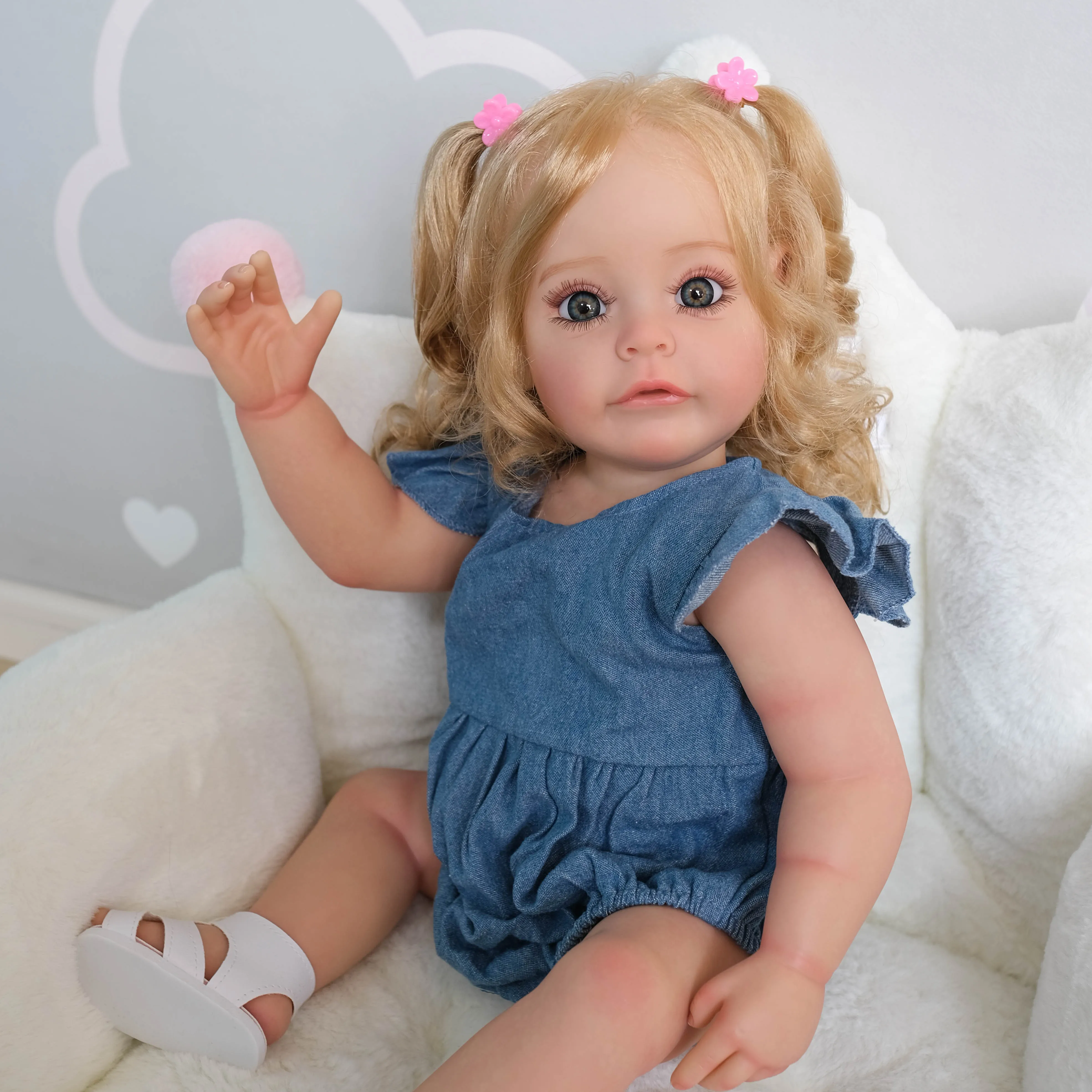 

Bebes doll 55CM Reborn Toddler Girl Doll Full Body Silicone Waterproof Bathy Toy Hand-Detailed Paint with 3D look Visible Veins