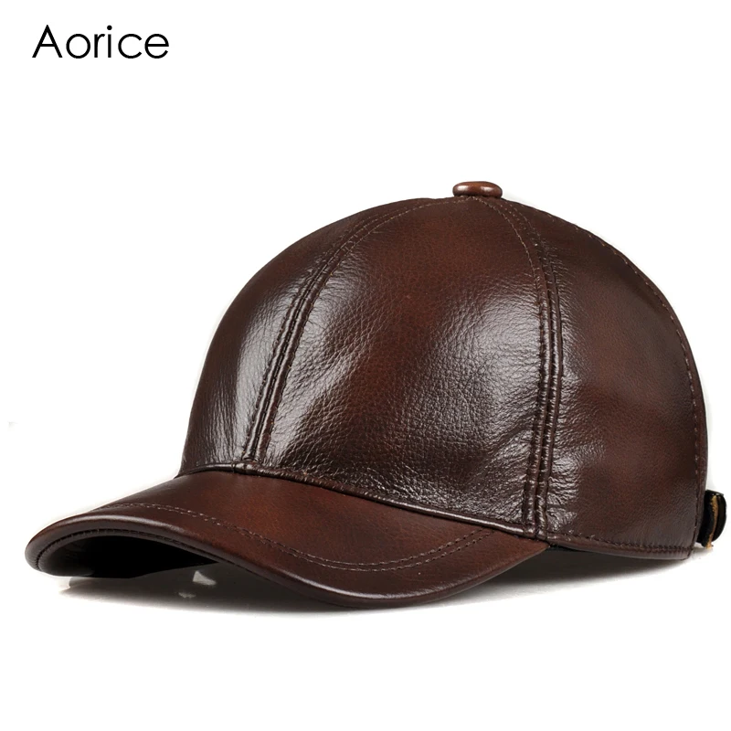 Aorice Fashion Simple Genuine Leather Baseball Cap Hat Men Winter Warm Brand New Cow Skin Women Newsboy Caps Sport Hats HL171-F