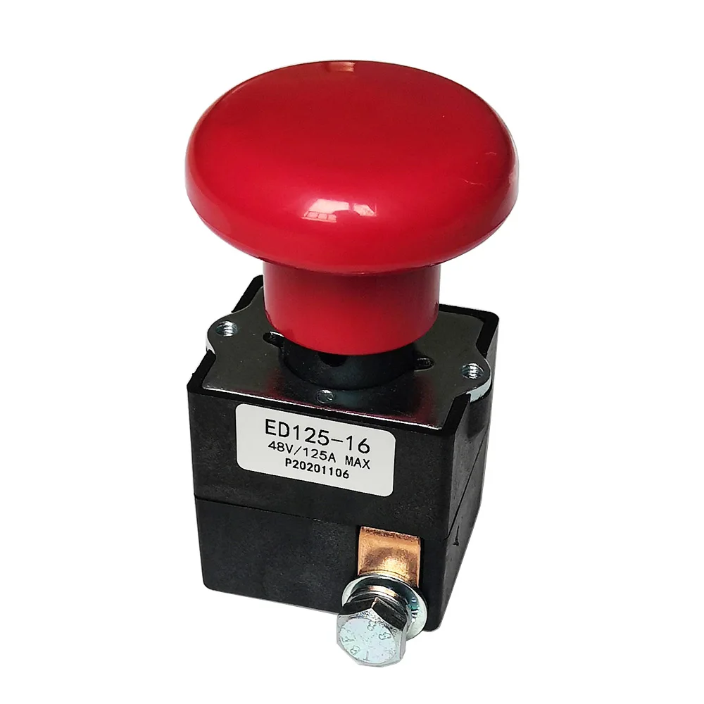 

ED125-16 Emergency Stop Mushroom Head Push Button Switches for Pallet Car Electric Pallet Trucks Golf Cart 125A 48V