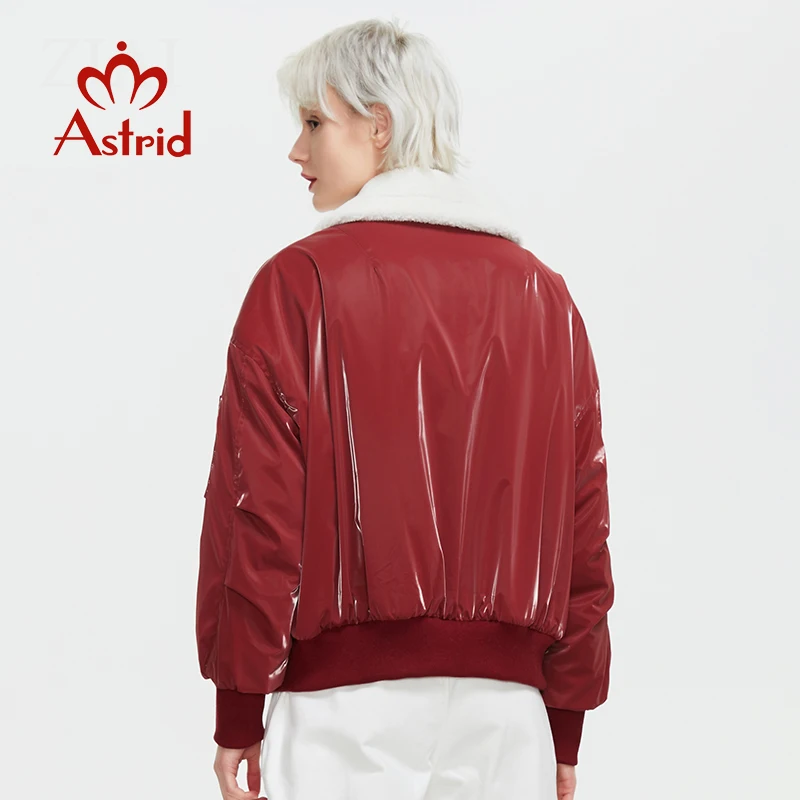 Aster D-chaqueta de piel para mujer, Abrigo acolchado rojo, parkas, moda, otoño e invierno, 2022