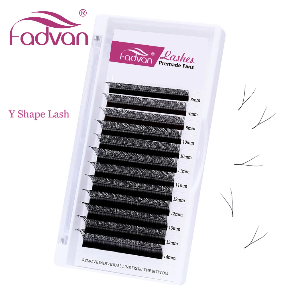 Fadvan YY Shape Eyelash Extensions 0.05 Soft Natural Split Tip Y Lashes Makeup Supplies