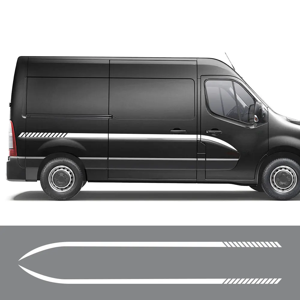 2PCS Car Door Waist Lines Decor Stickers For Renault Master Motorhome Van Auto Styling Graphics Vinyl Decals Accessories