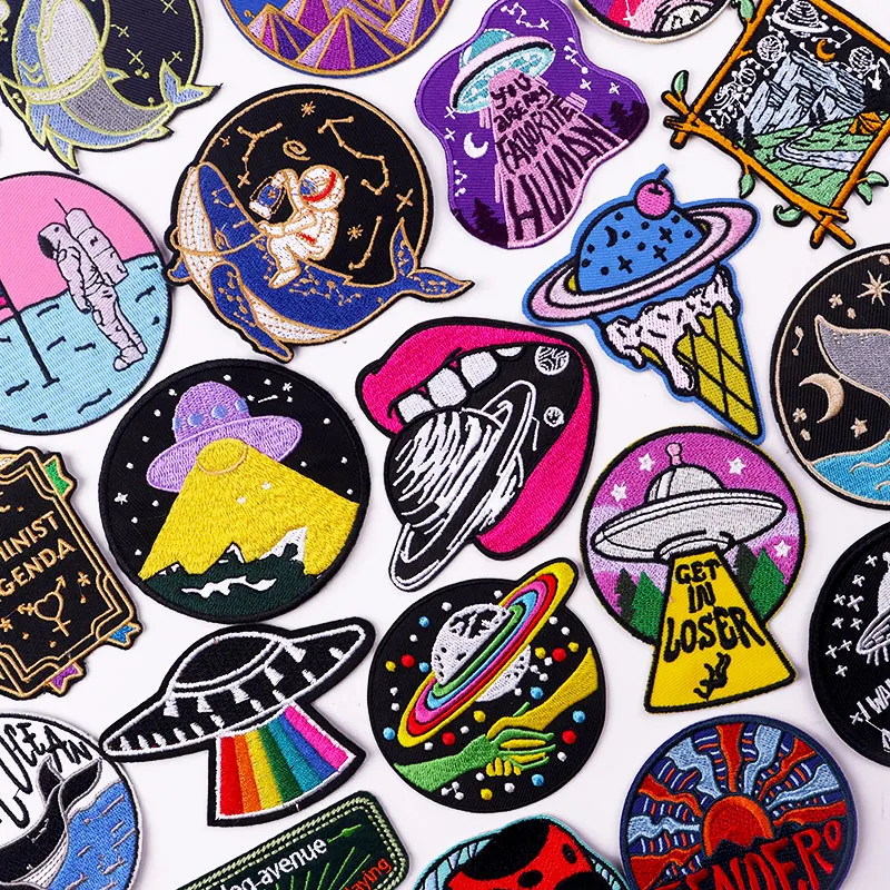 Space UFO Astronaut Patches Iron On Embroidered Patches On Clothes DIY Outdoor Adventure Patches For Clothing Stickers Badges