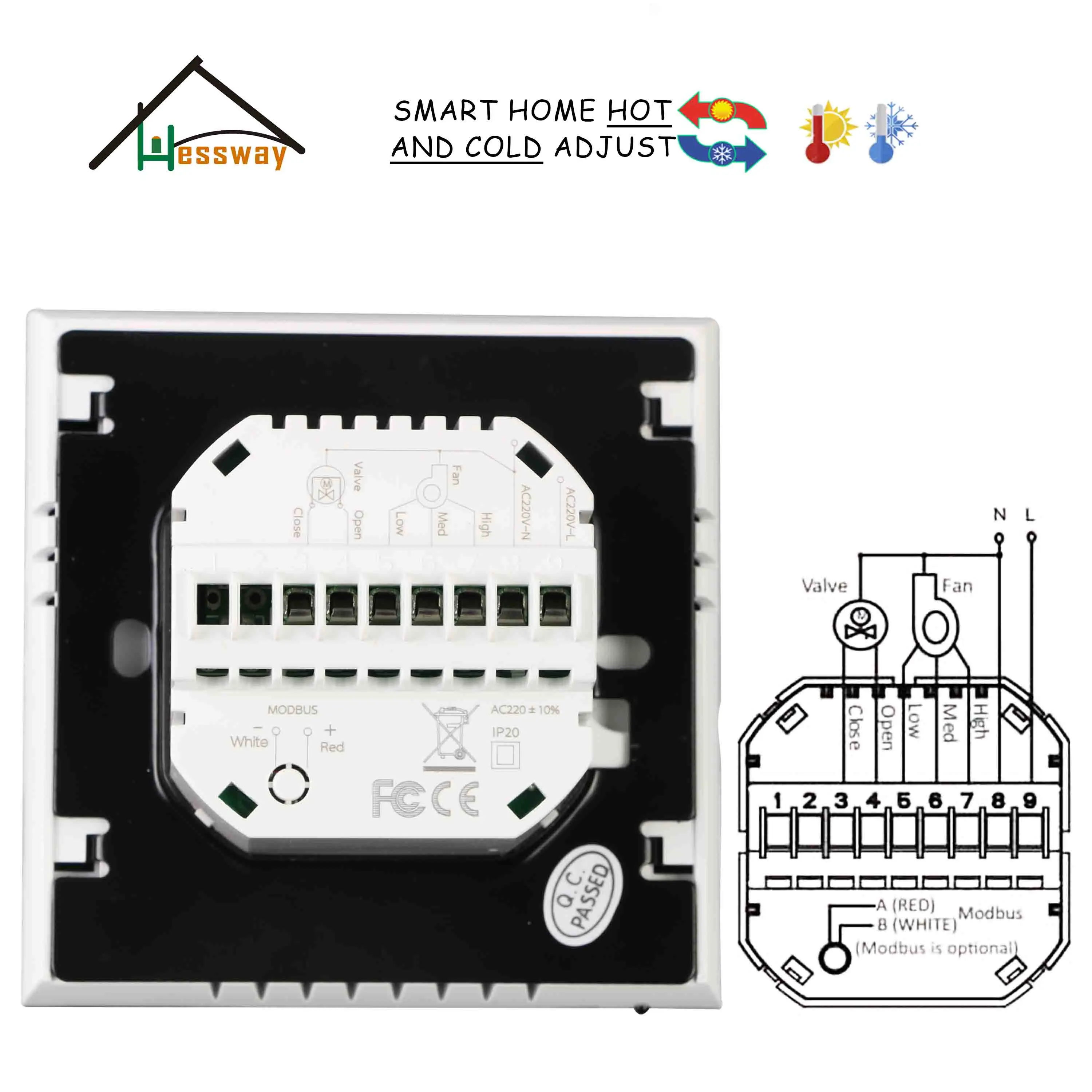 HESSWAY central air-conditioning thermostat temperature control switch panel for 2Pipe 4P