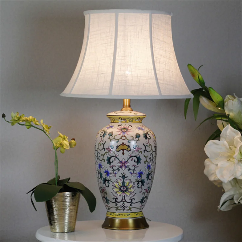 

Large Luxurious European Classical Ceramic Table Lamp Foyer Bar Entrance Parlor Elegant Vintage Desk Light D62