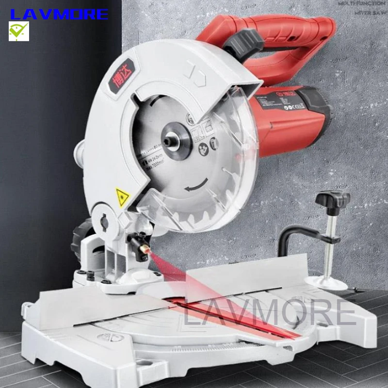 7นิ้วอลูมิเนียมเครื่องเลื่อยตัดไม้แบบพกพา Miter Saw Multifunction เครื่องเลื่อยหลายมุมตัดเครื่อง