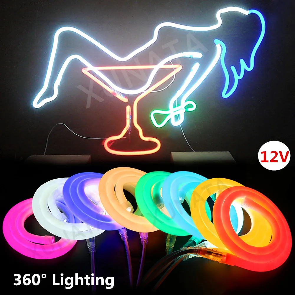 

14mm Neon Strip 360 Degree Lighting Round Led Neon Strip 12V Waterproof IP68 Flexible SMD 2835 Led Strip Rope Bar Light