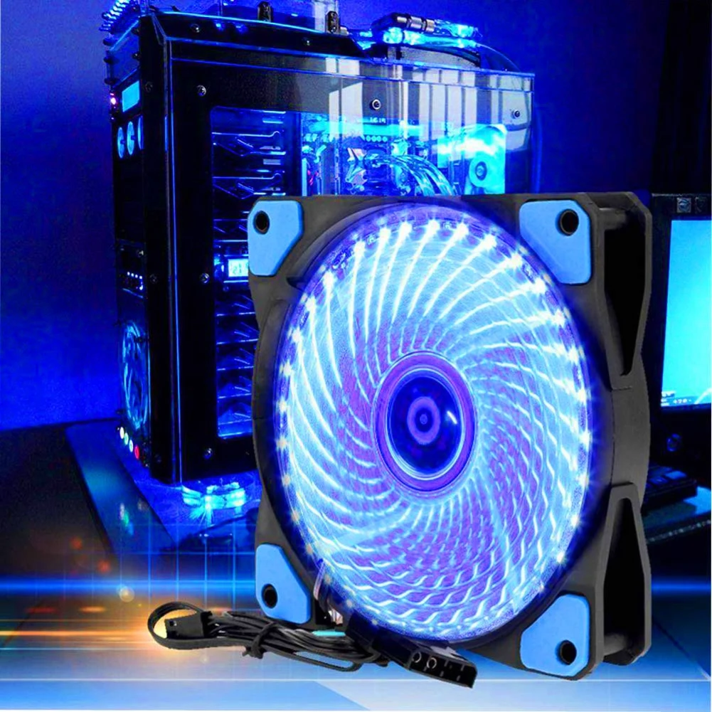 33 LEDs 12V with Rubber Quiet Connector 3 / 4Pin Plug Fans Cooler 120mm 33 LED Ultra Silent Computer PC Case Cooling Fan