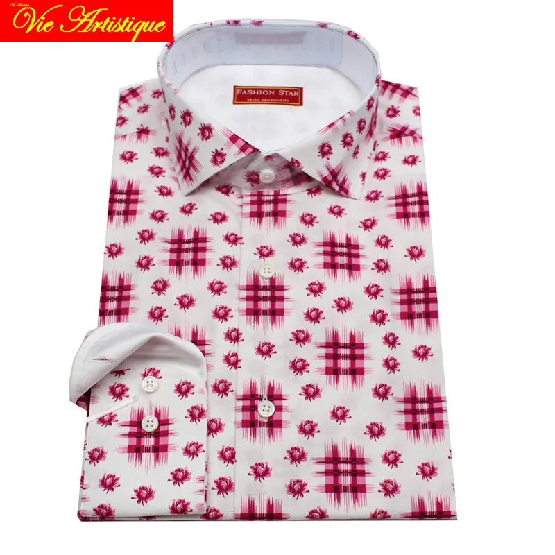 

Custom Tailor Made Men's Bespoke Cotton Floral Shirts Business Formal Wedding Ware Blouse White Rose Flower Fashion David