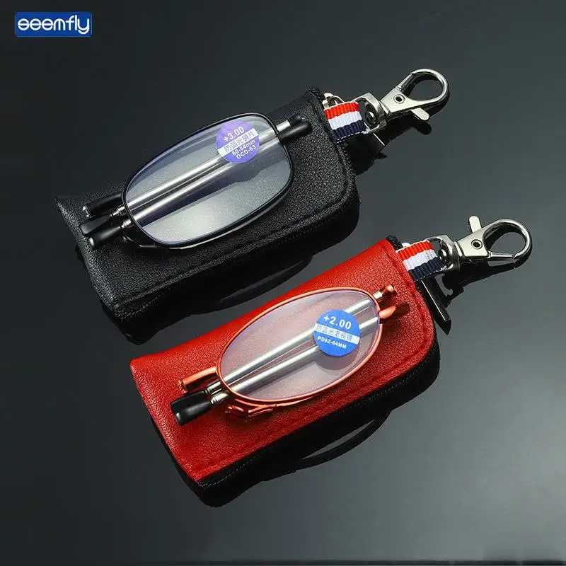 

Seemfly Foldable Reading Glasses Anti-blue Light for Women Men Folding Portable Eyeglass With Glasses Bag Diopter +1+1.5 to +4