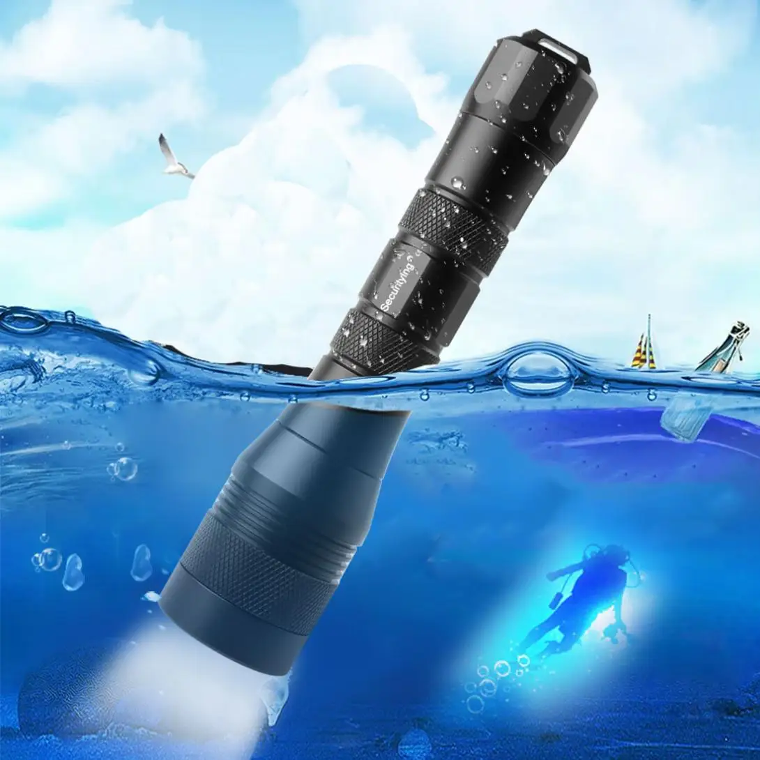 LED Diving Flashlight Wide 120 °/ 8° Beam Angle Scuba Diving Photography Video Light 1050/ 570Lm L2 U4 LED Underwater Torch