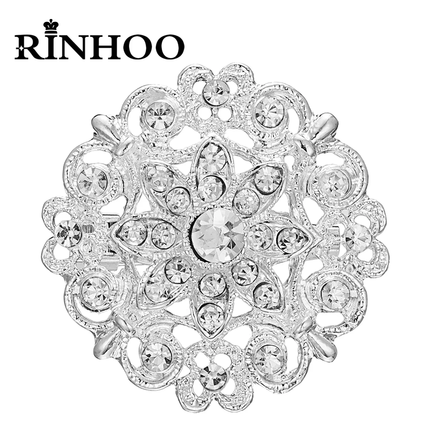 Rinhoo Fashion Crystal Brooch Elegant Imitation Pearls Flower Korean Bridal Pins Badge Women Girls Wedding Party Bouquet Corsage