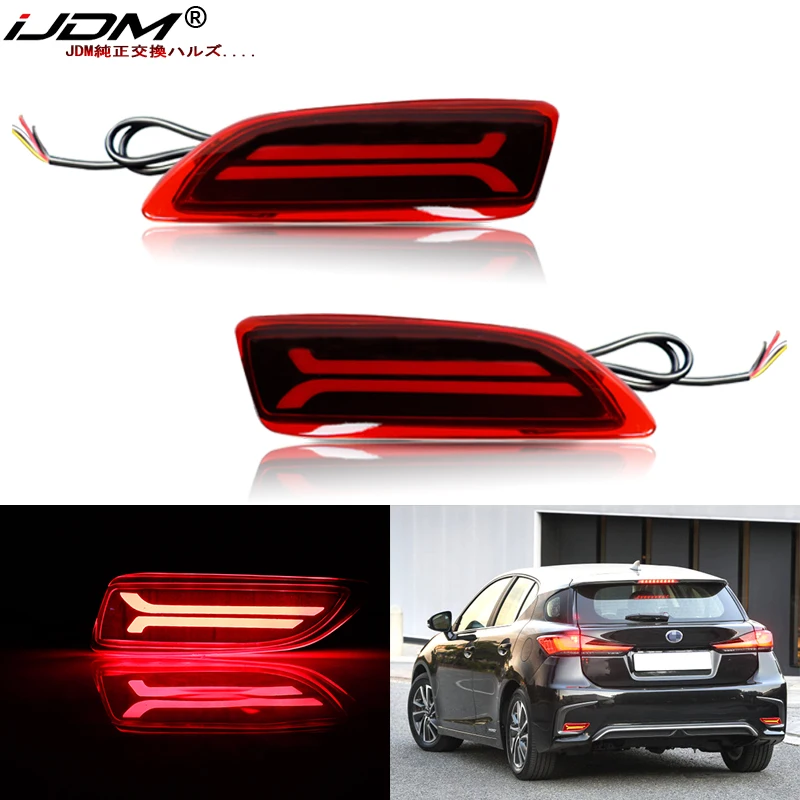 iJDM LED Bumper Reflector Lights For 2011-2013 Toyota Corolla Lexus CT200h Function as Tail,Brake & Rear Fog Lamps,Turn Light