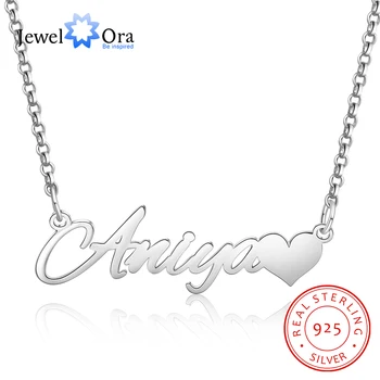 Targhetta con lettera personalizzata in argento sterling 925 con collane con nome personalizzato a cuore per gioielli da donna per anniversario