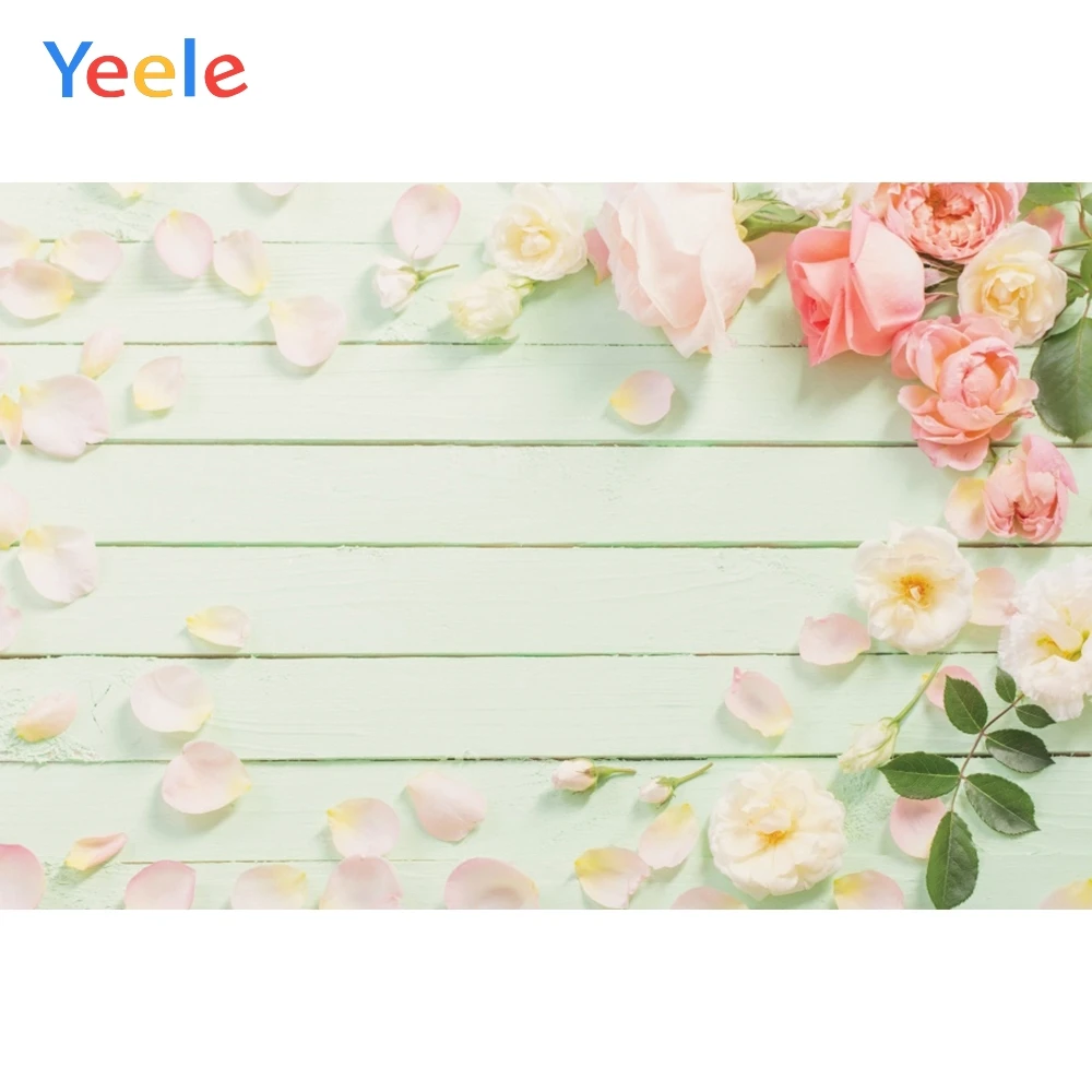 

White Plank Flower Birthday Party Welt Petal Wooden Backdrops Custom Vinyl Photographic Backgrounds For Photo Studio Photophone