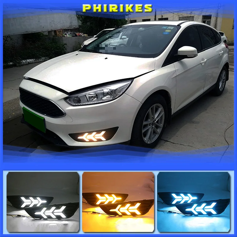 

2PCS For Ford Focus 3 mk3 2015 2016 2017 2018 Turn signal and dimming style Relay 12V LED Car DRL daytime running light Fog lamp