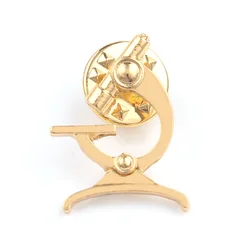 Microscope Shape Brooch Metal Science Chemical Instrument Brooch Suitable For Doctors Students Medical Jewelry Graduation Gifts