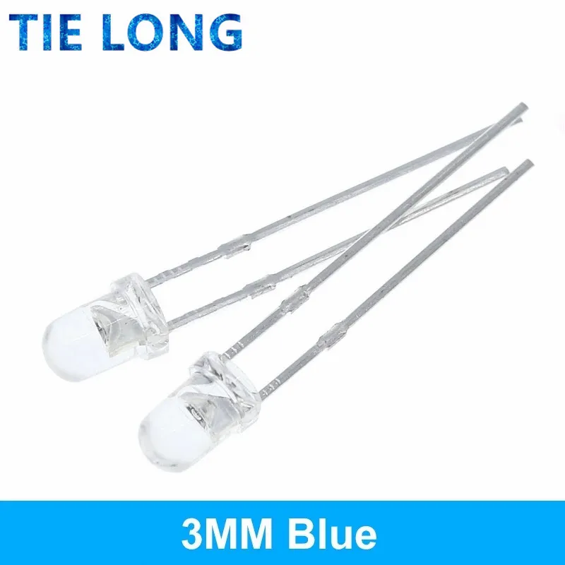 5 Màu X20pcs = 100 Cái F3 Siêu Sáng 3MM Vòng Nước Rõ Ràng Xanh Lá/Vàng/Xanh Dương/Xanh trắng/Đỏ LED Đèn LED Phát Sáng Dides Bộ