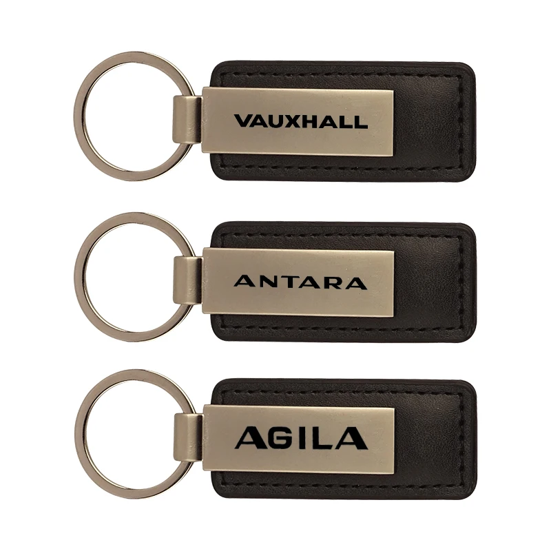 New leather metal car key chain keychain car key ring for Vauxhall Astra Mokka X Corsa Meriva Vxr8 Gts Vectra Viva car styling