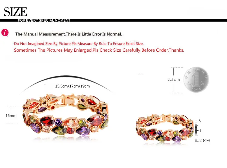 LUOTEEMI Designer Multiple Color Crystal Large Mona Lisa Bijoux Bracelet Bangle Clear Zircon Bracelet Femme Chic Fashion Jewelry