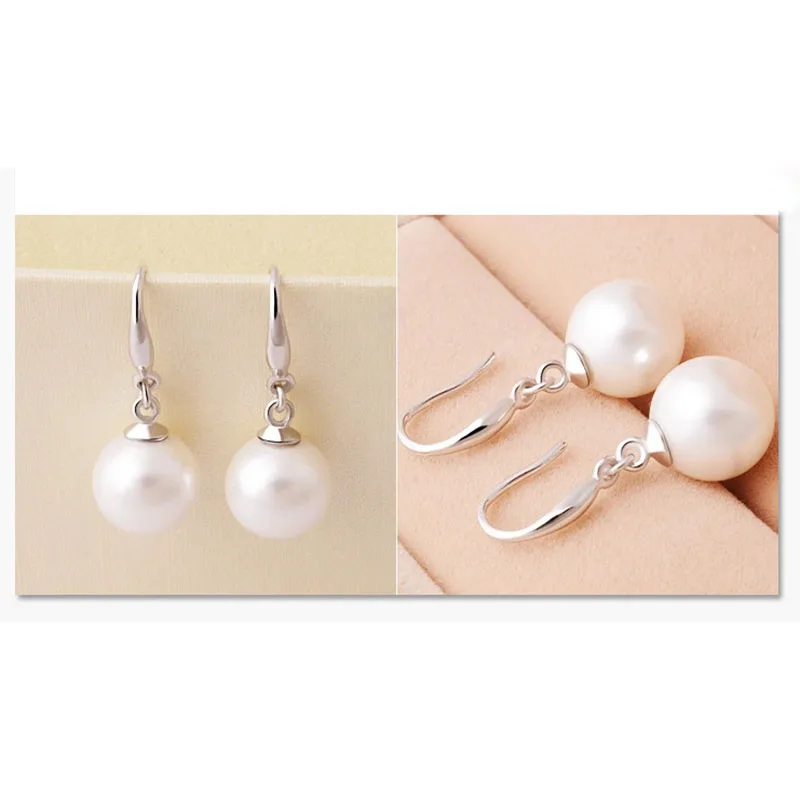 MEETSOFT Trendy 925 Sterling Silver 8-10mm Natural Pearl Drop Earrings for Women Anniversary fine Jewelry Gift wholesale